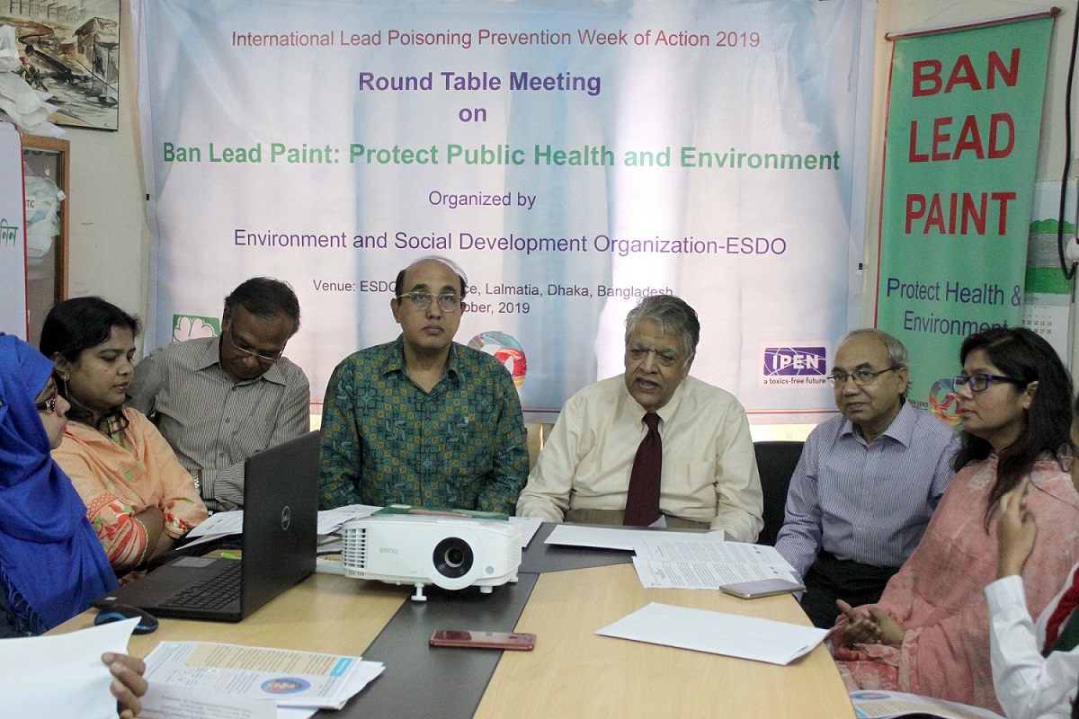 Environment and Social Development Organization- ESDO organized a Round Table Meeting  to observe the “International Lead Poisoning Prevention Week of Action 2019”