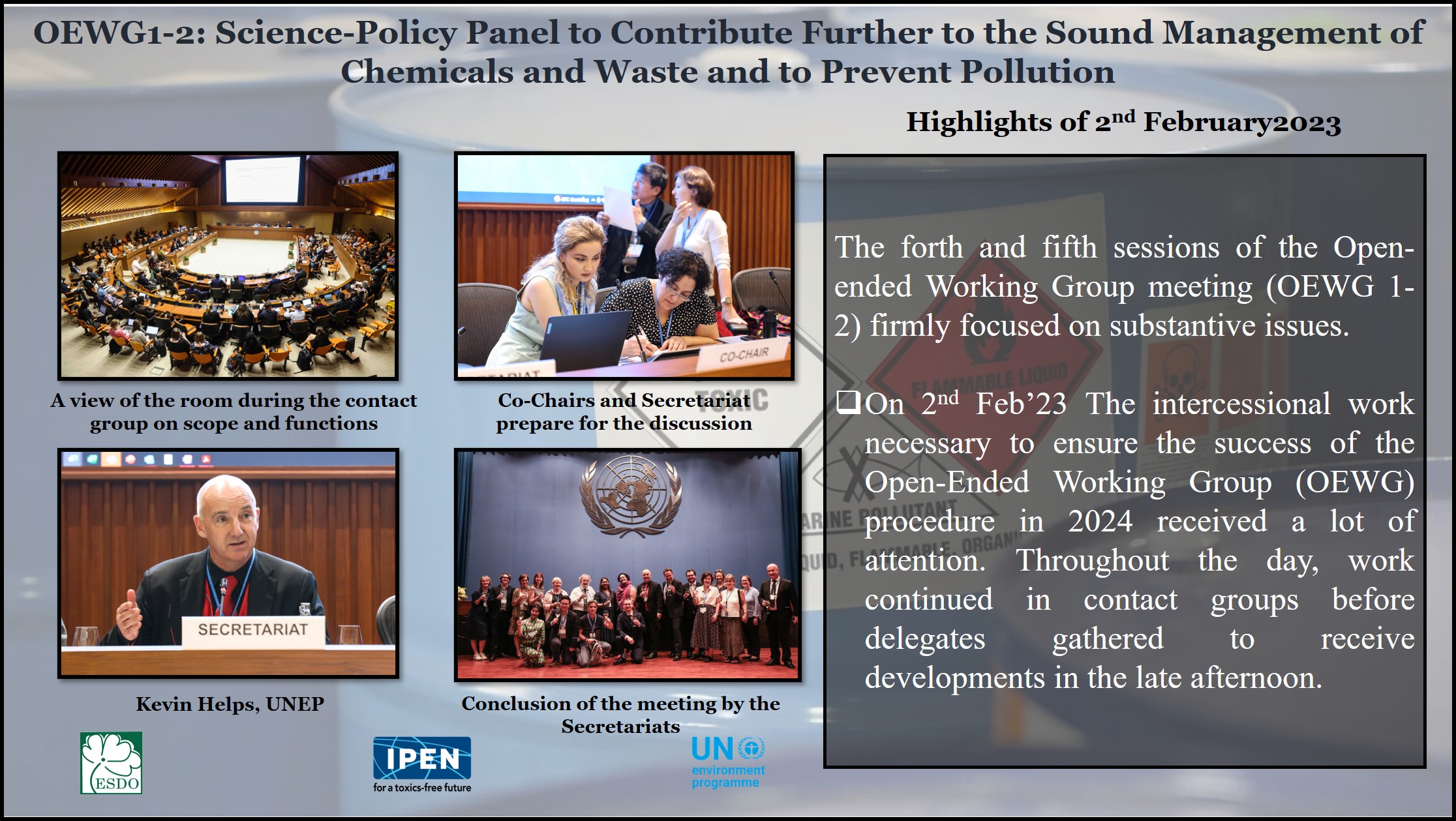 Day 4: Highlights of OEWG1-2: Science-Policy Panel to Contribute Further to the Sound Management of Chemicals and Waste and to Prevent Pollution